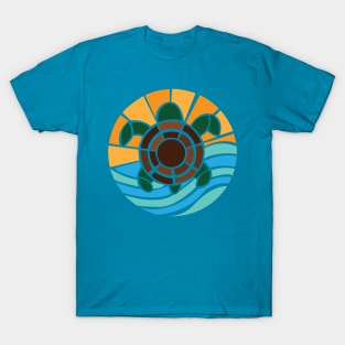 Turtle in the waves mosaic (Full size) T-Shirt